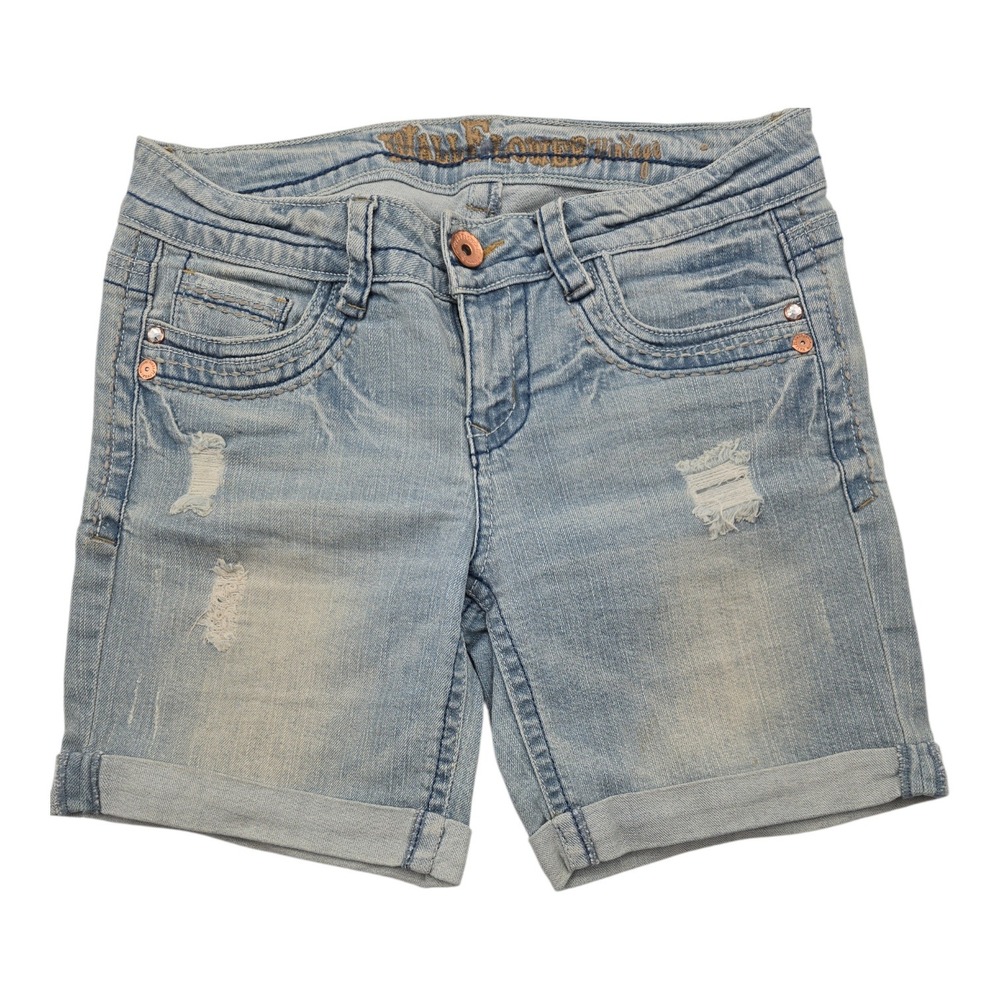 WallFlower Denim Distressed Cuffed Jean Shorts Light Wash Women's Size 7 Summer